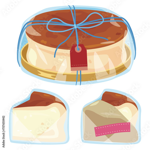 ラッピングされたチーズケーキセット