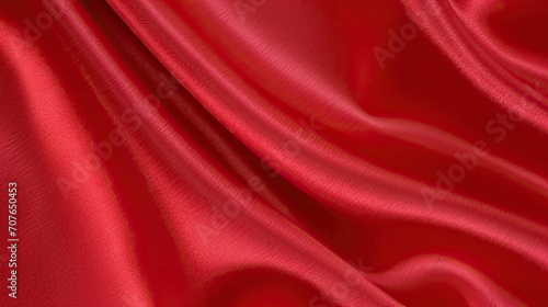 Abstract red background. red velvet fabric texture background. red silk satin. Curtain. Luxury background for design. Shiny fabric. Wavy folds. 
