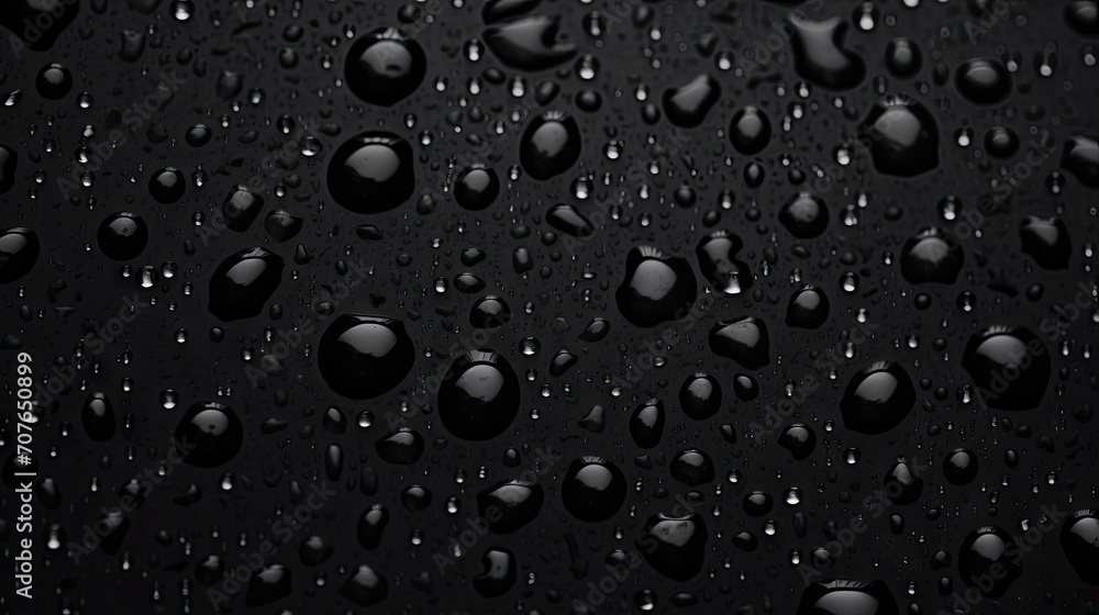 Water drops on a black background, water drop dark tone. Water droplets on black Water drops on a black background, water drop dark tone. Water droplets on black