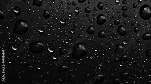 Water drops on a black background, water drop dark tone. Water droplets on black