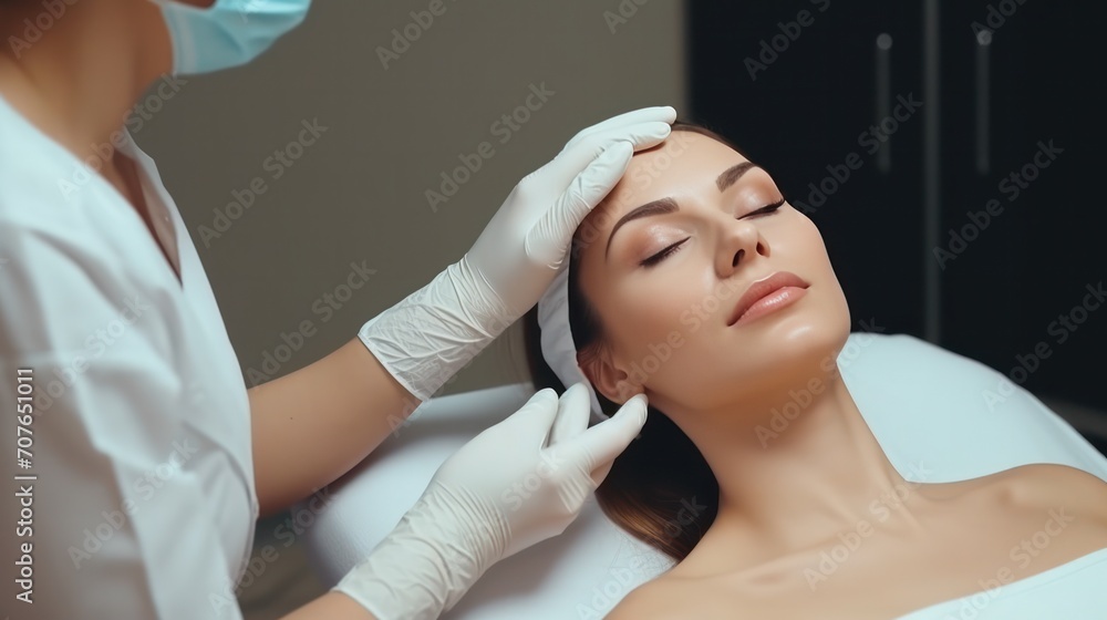 Doctor take care face of female at modern beauty clinic, Surgery Clinic, Medical and beauty industry Doctor take care face of female at modern beauty clinic, Surgery Clinic, Medical and beauty industry