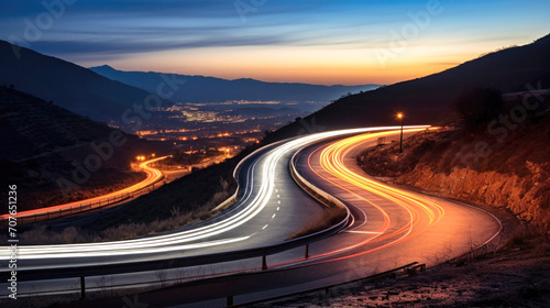 Night Time Highway, Long Exposure Photo of Blurred Car Lights © Anoo