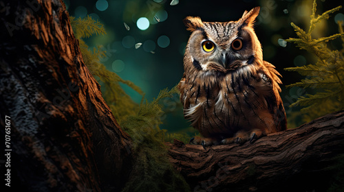 Mystical owl portrait: Nocturnal enchantment unveils wildlife wonders, inspiring vital conservation and delicate nighttime ecosystem harmony