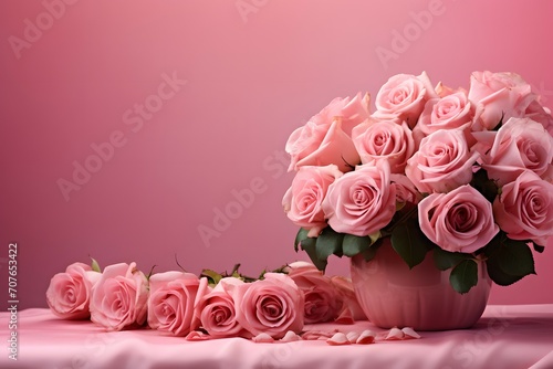 Elegant Pink Roses on Silken Drapery