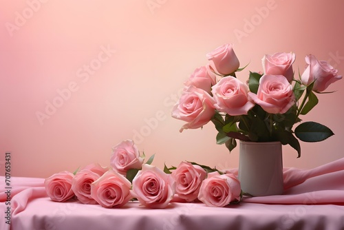 Elegant Pink Roses on Silken Drapery