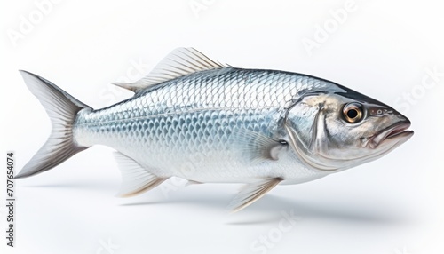 one type sea fish , elevation side view , isolated on white background,