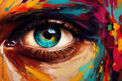 Close up illustration of a beautiful blue eye