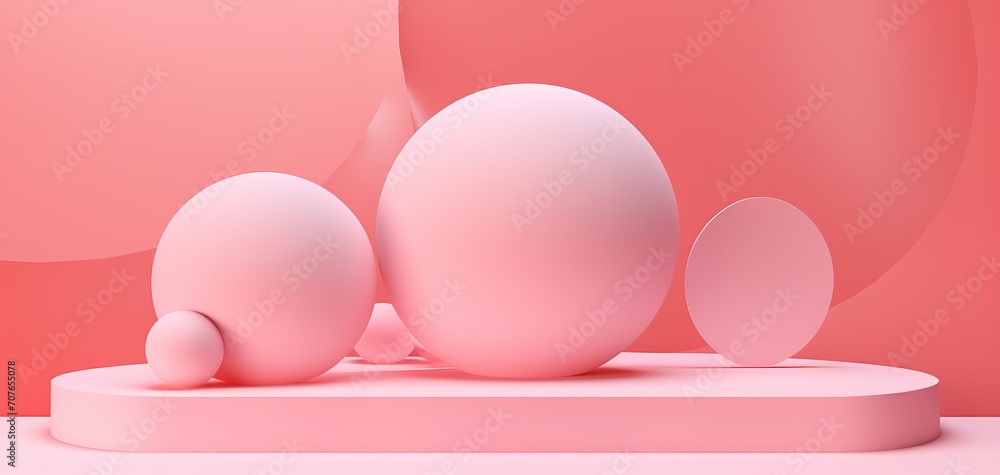 Minimal abstract clean podium with ball pink color background. Minimal abstract podium mock up design for product presentation background or branding concept. Minimal abstract clean podium with ball pink color background. Minimal abstract podium mock up design for product presentation background or branding concept.