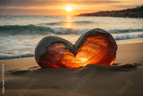 Wallpaper Mural heart on the beach, valentine, valentine's day, love Torontodigital.ca
