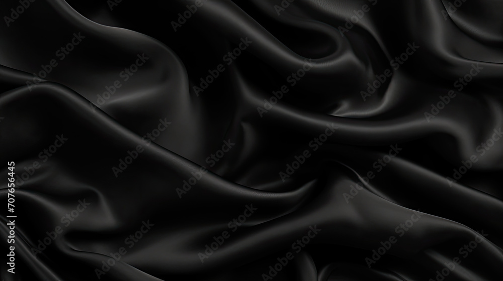 Abstract dark black background. black fabric texture background. black silk satin. Curtain. Luxury background for design. Shiny fabric. Wavy folds. Abstract dark black background. black fabric texture background. black silk satin. Curtain. Luxury background for design. Shiny fabric. Wavy folds.