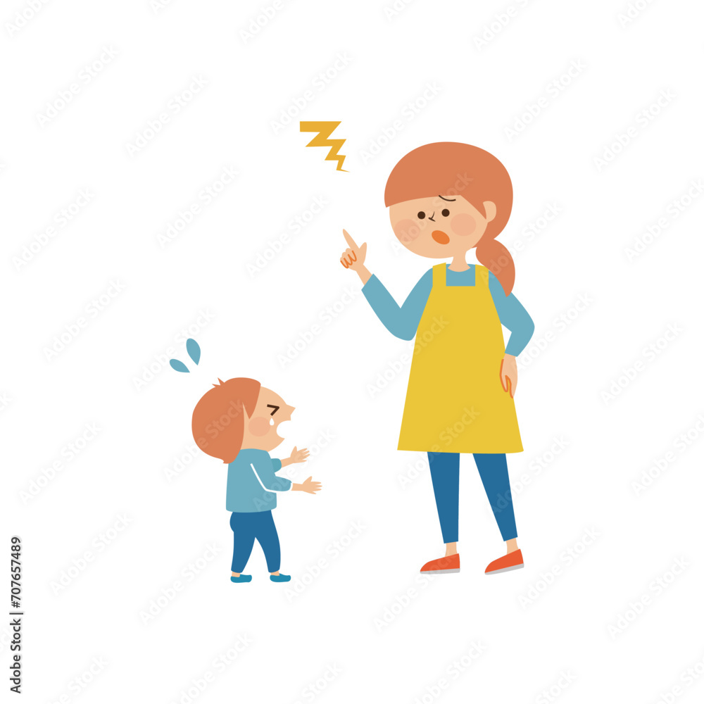 叱る保育士と泣く子供 かわいいイラスト素材 叱る保育士と泣く子供 かわいいイラスト素材