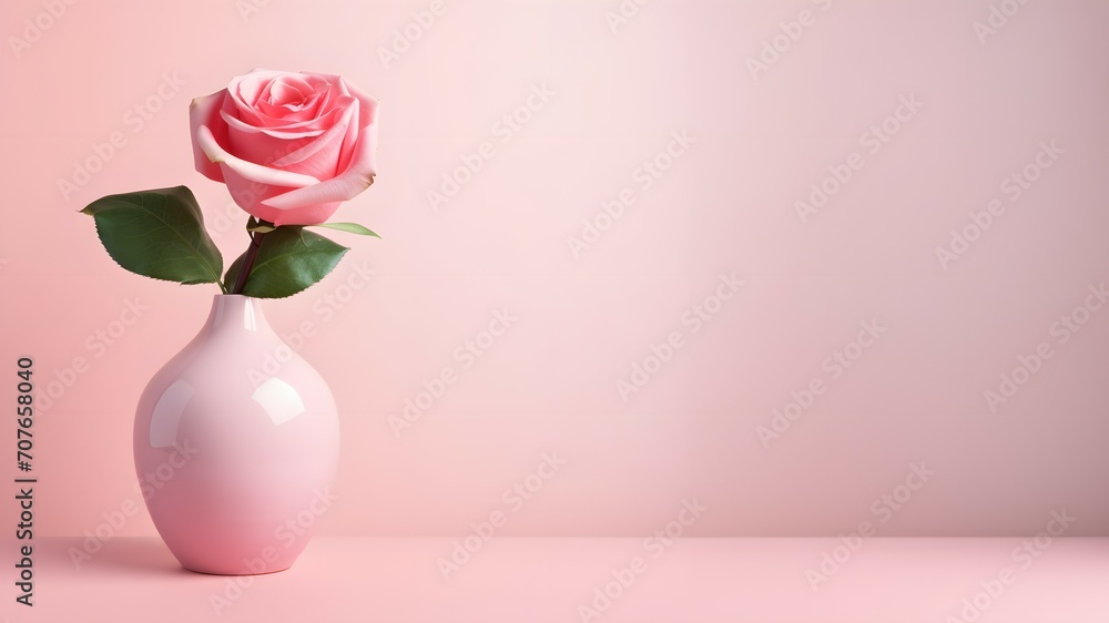 Single Pink Rose in Elegant Vase
