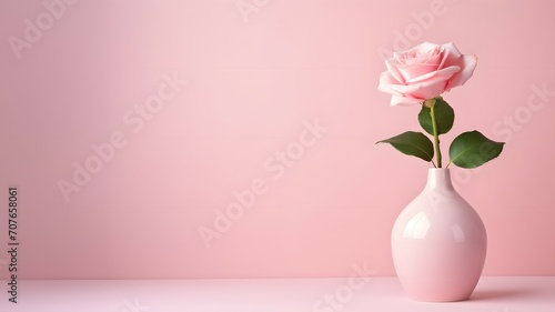 Single Pink Rose in Elegant Vase