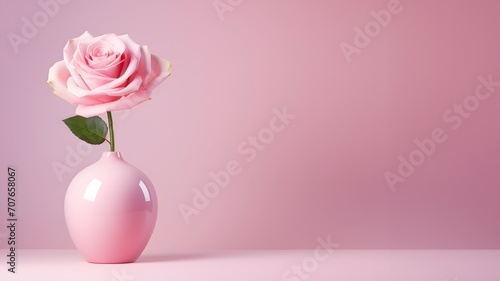 Single Pink Rose in Elegant Vase