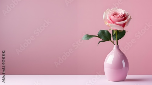 Single Pink Rose in Elegant Vase