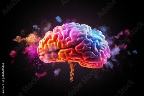 Brain Illustration depicts the intersection of psychology, cognitive psychology, neuropsychology, and psychobiology. Explore cognitive functions and emotional intelligence neural neuro psychology