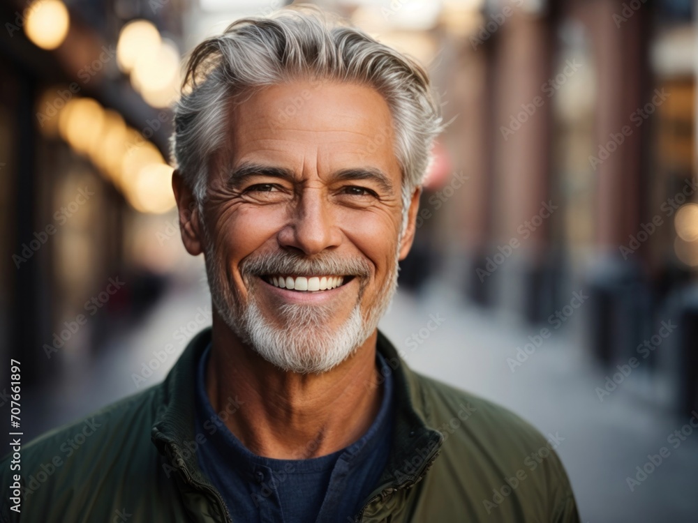 Portrait of Smiling senior man looking at the camera. Generative AI Portrait of Smiling senior man looking at the camera. Generative AI