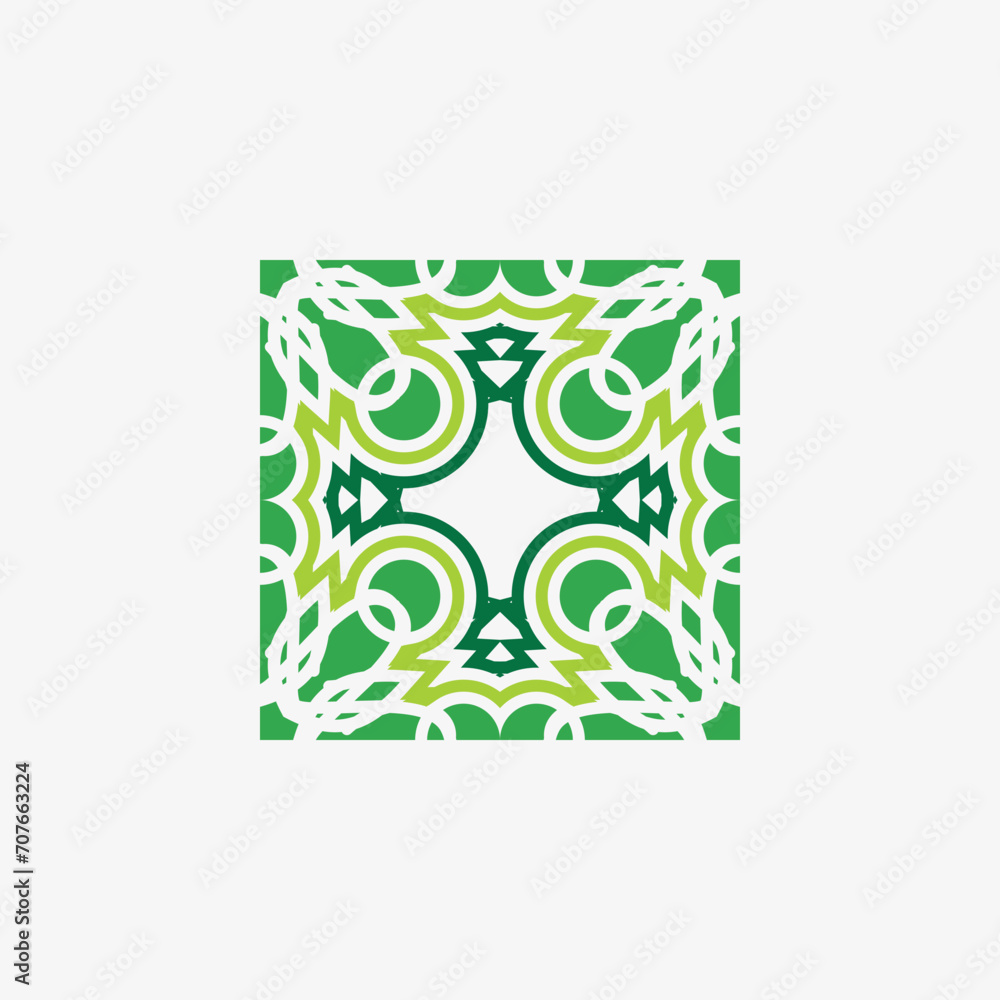 Ceramic tiles ornament green colour