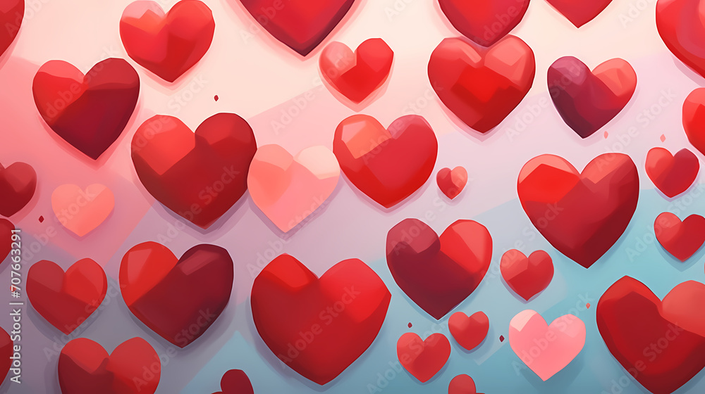 Valentine's Day, love hearts, red hearts, Valentine's Day background, wedding background with blank copy space