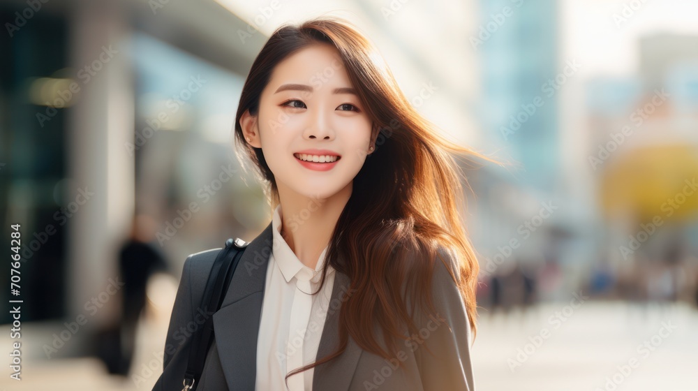 Confident asian businesswoman at city, Beautiful businesswoman for building background Confident asian businesswoman at city, Beautiful businesswoman for building background