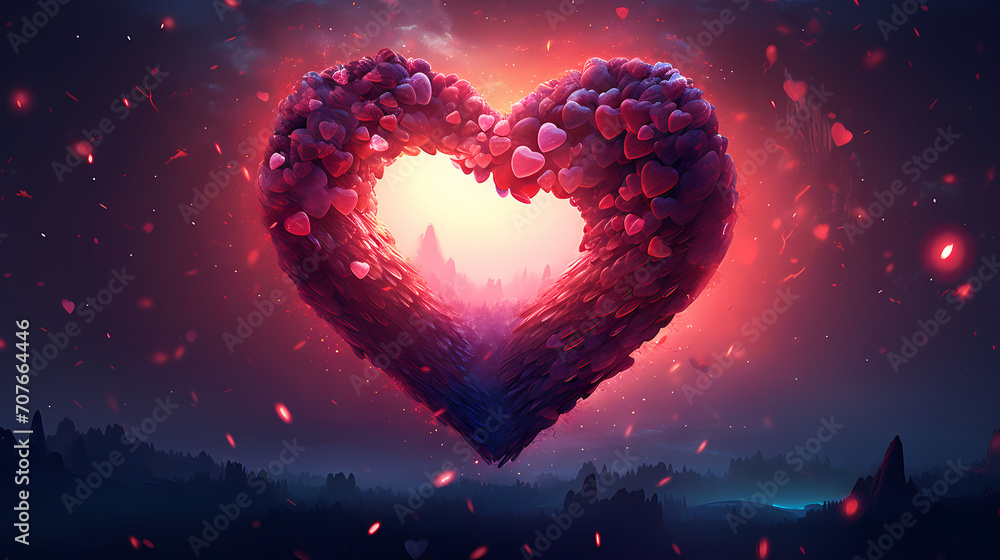 Vibrant Valentine's Day background with red hearts Vibrant Valentine's Day background with red hearts