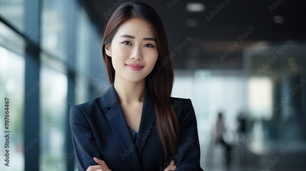 Smiling asian businesswoman at modern office Smiling asian businesswoman at modern office