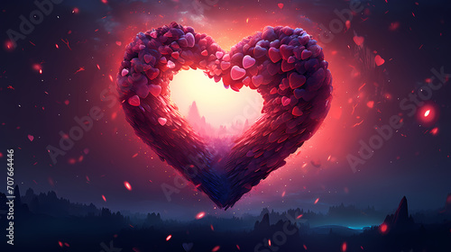 Vibrant Valentine's Day background with red hearts © Derby
