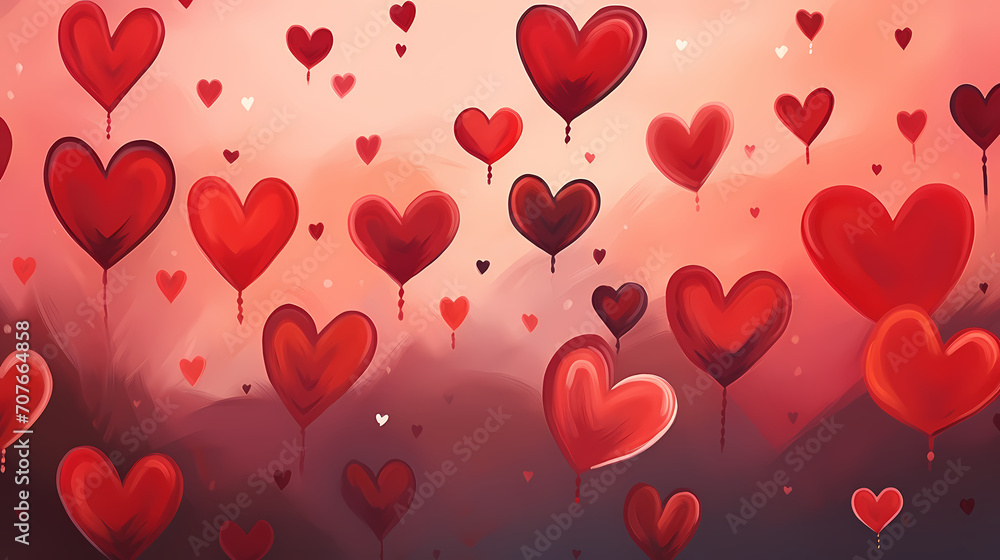 Vibrant Valentine's Day background with red hearts