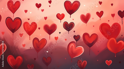 Vibrant Valentine's Day background with red hearts