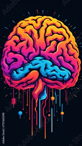 A brain with different colored sections AI Generated pictures