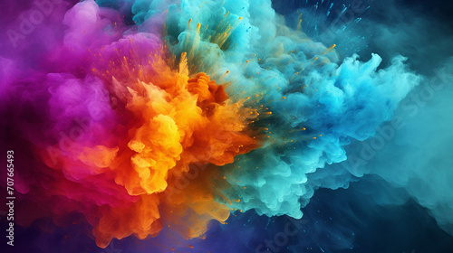 colored powder explosion. abstract closeup dust on black background. colorful background concept.