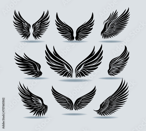 A collection of modern vector wings