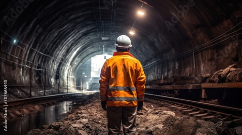 Tunnel Engineer during construction at tunnel railway underground construction © ETAJOE