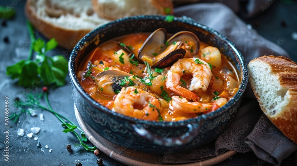 Bouillabaisse Traditional Seafood Stew - High-Quality Food Photography