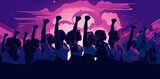 silhouette of women with raised hand in fist