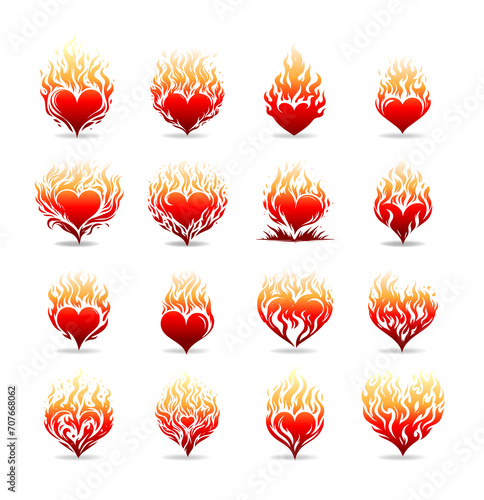 Illustrations of burning hearts