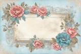 watercolor flowers designs on aged paper, floral notes, framework for cards, invitations, and greetings, rustic bloom journals