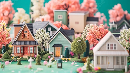 Miniature Colorful Houses in a Model Village
