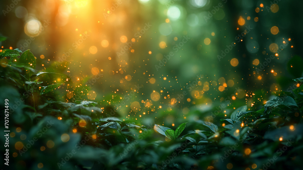 Summer camping background, bokeh and magic light Summer camping background, bokeh and magic light
