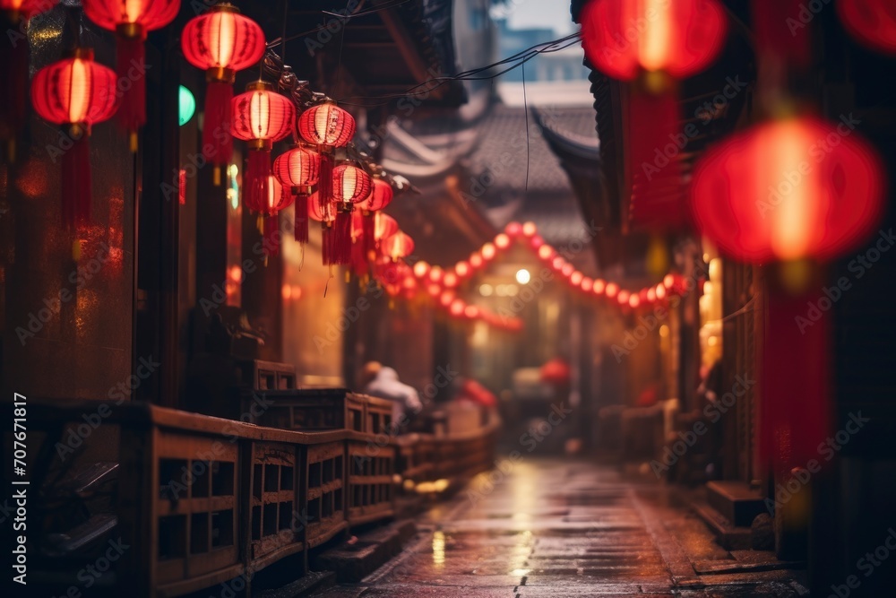 traditional Chinese hanging lanterns. Generative ai