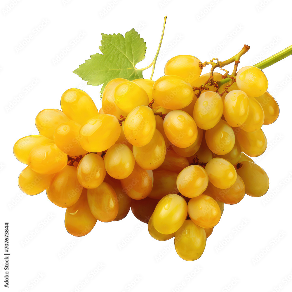 Bunch of purple grapes isolated on transparent and white background