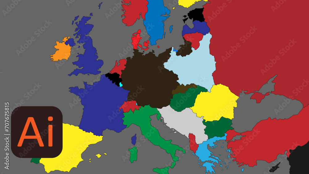 vector map of Europe during WWII