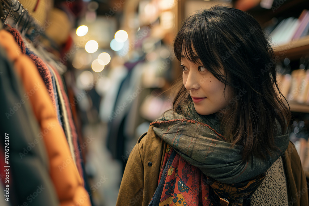 Obraz premium ショッピング中の女性の横顔