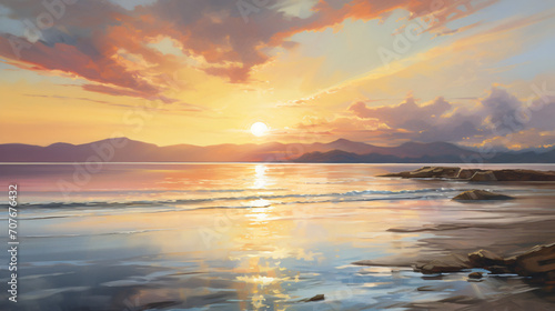 Breathtaking moment of sunrise over tranquil seascape © Salman