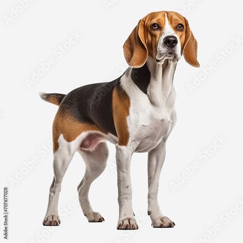 "Adorable Vigilance - Realistic Full Body Beagle on White Background"