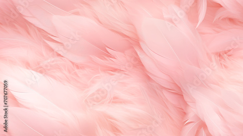 Soft fluffy pink feathers texture, seamless background. Pastel flamingo plumage, bird wing pattern © Anna Kutukova