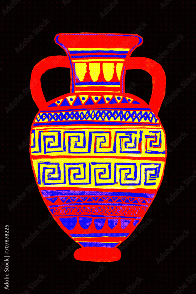 Ancient amphora with two handles isolated