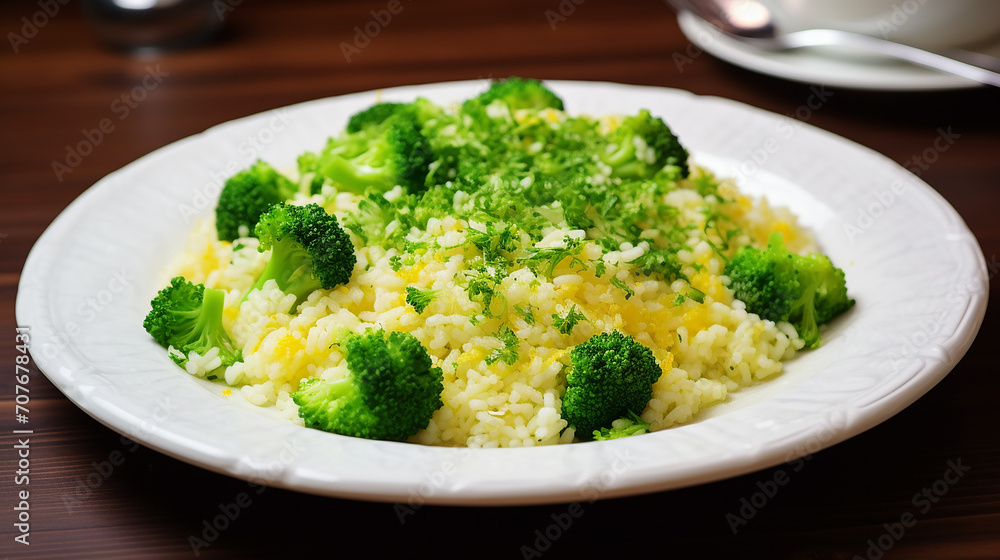 Gourmet Delight: Realistic Bulgur with Broccoli Dish Gourmet Delight: Realistic Bulgur with Broccoli Dish