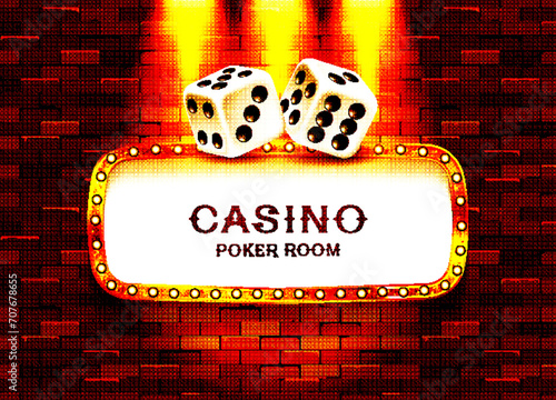 Poker casino poster logo template design