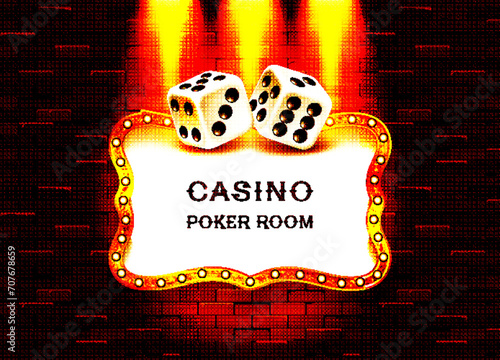 Poker casino poster logo template design
